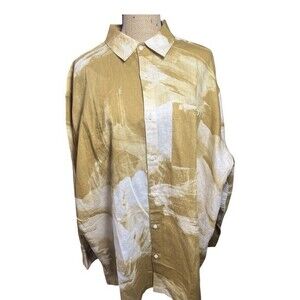 NEW Topman Yellow long sleeve relaxed fit blurred abstract shirt in Mens Size L